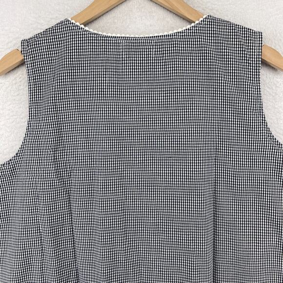 AMANDA STEWART Tank Top XL Intimates Gingham Check Sleep Lounge Cotton Gray VTG - Picture 4 of 12